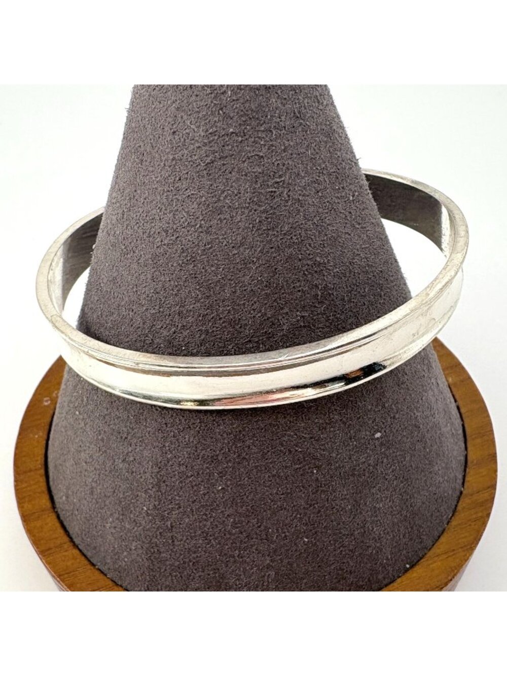 Solid Concave Design Sterling Silver 925 Cuff Bracelet 7.5" Fit